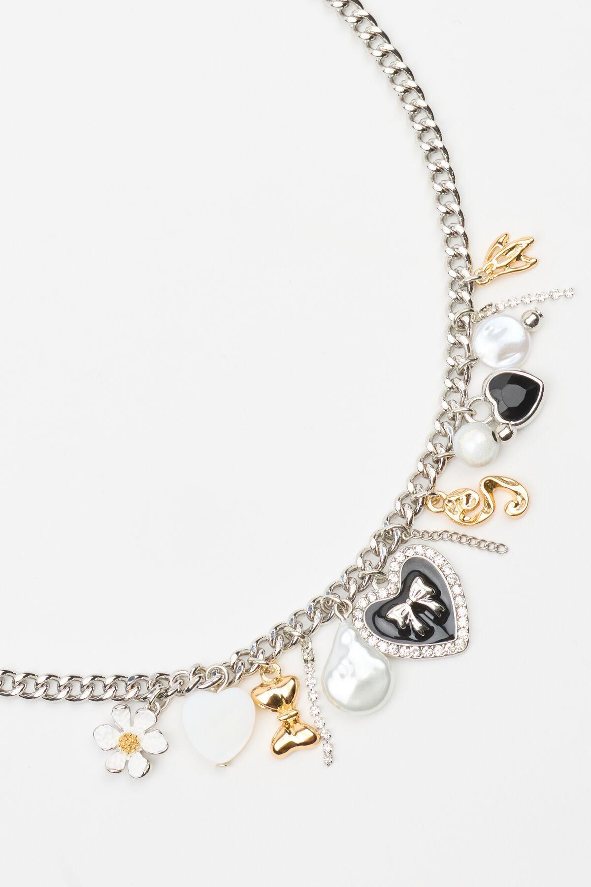 Vintage Hearts & Pearls Charm Necklace Product Image