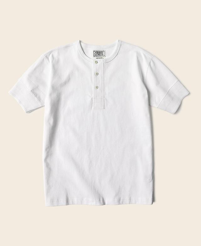 Vintage Short Sleeve Henley T-Shirt - White Product Image