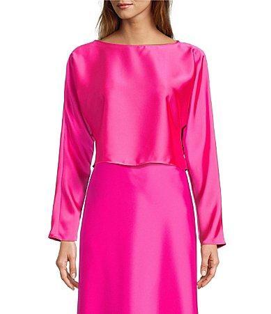 Antonio Melani Blyss Boat Neck Long Sleeve Coordinating Satin Blouse Product Image