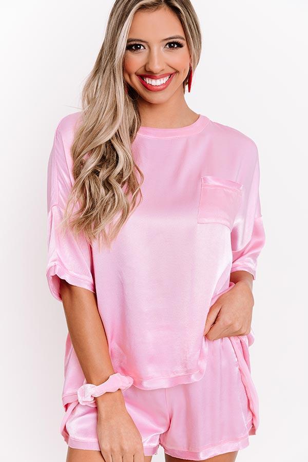 Slip Into Sweetness Satin Shift Top in Pink Product Image