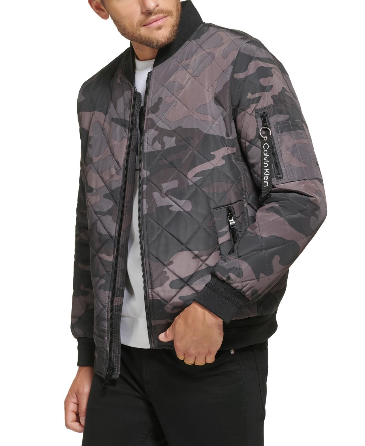 Calvin Klein Mens Quilted Baseball Jacket with Rib-Knit Trim Product Image