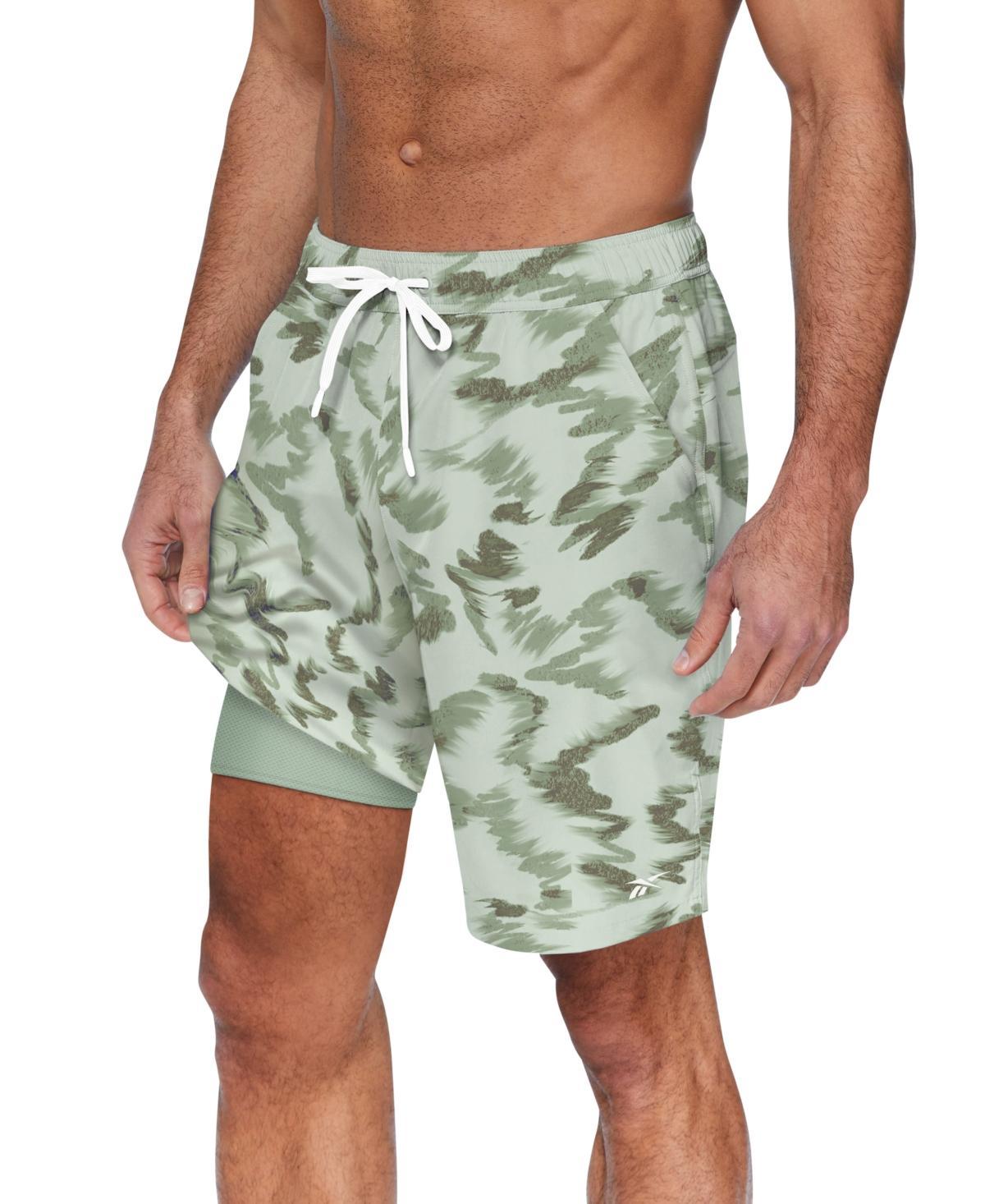 Reebok Mens Quick-Dry Vintage Green Core Valley 7 Swim Trunks Product Image