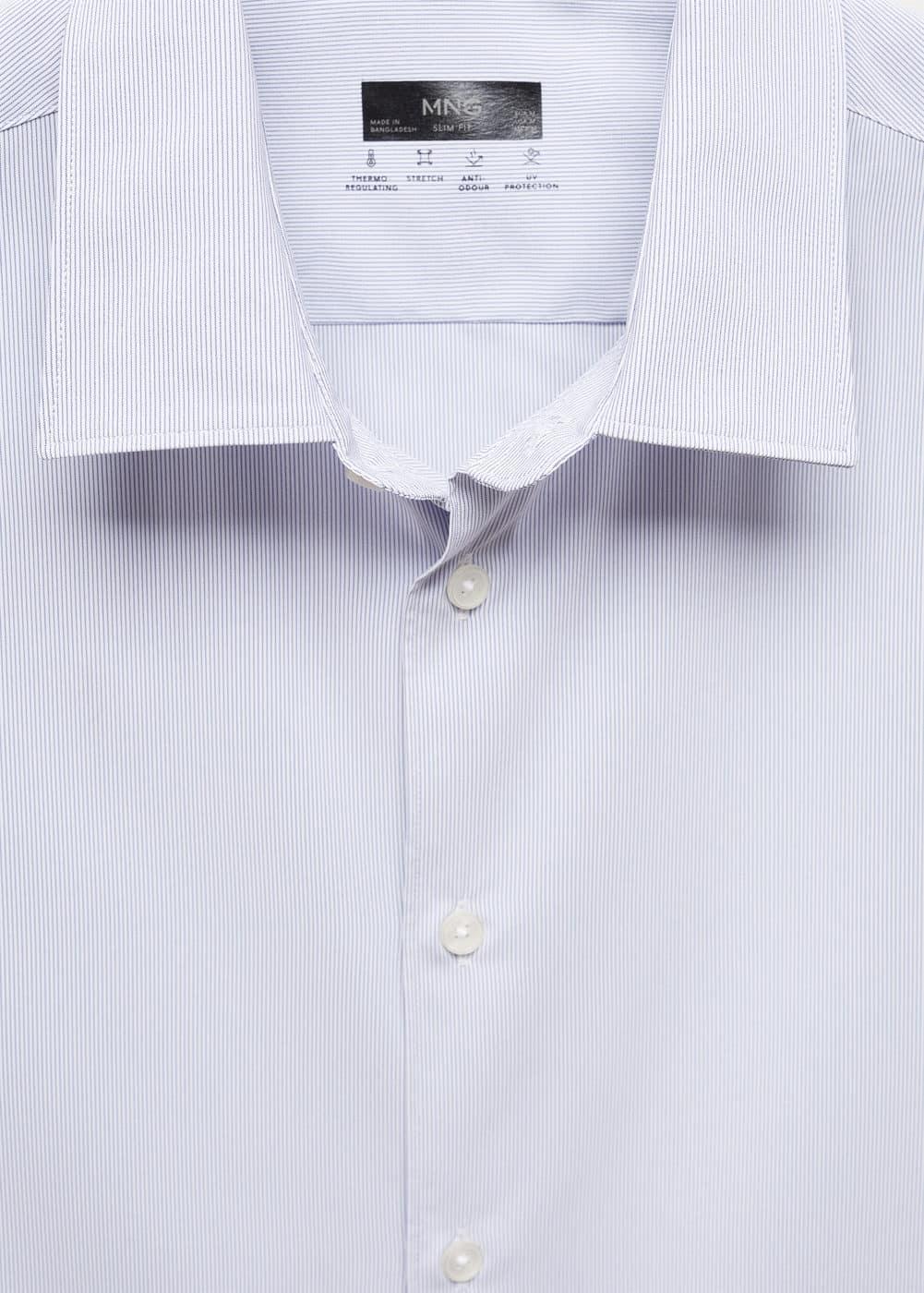 MANGO MAN - Stretch fabric slim-fit striped shirt whiteMen Product Image