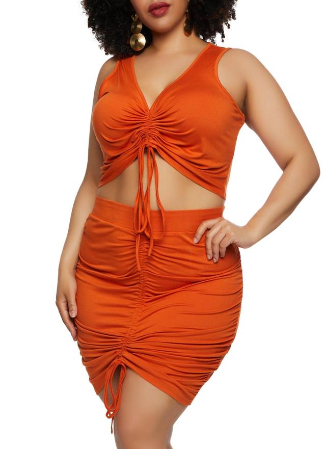 Womens Plus Size Haute Monde Ruched Tank Top and Skirt Product Image