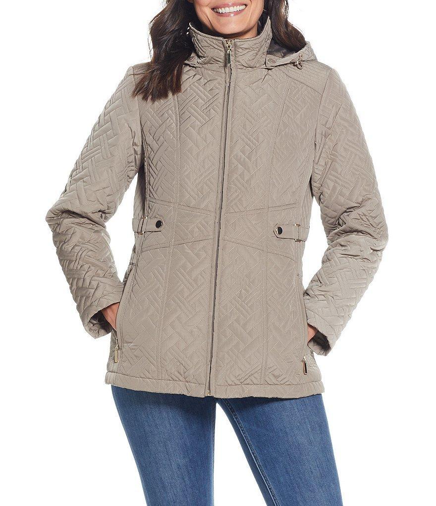 Gallery Diamond Quilted Water Resistant Hooded Zip Front Jacket Product Image