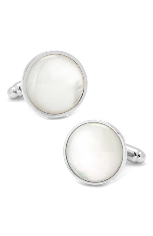 Silver and Mother of Pearl Rhodium-Plated Cuff Links, Multicolor Product Image