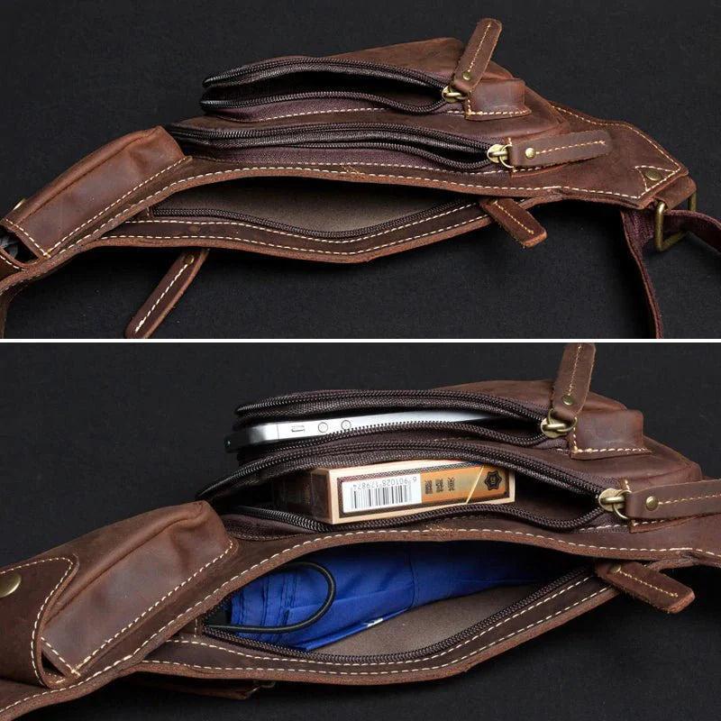 Perfect Leather Chest Pack Men's Leather Sling Bag Chest Bag Male Product Image