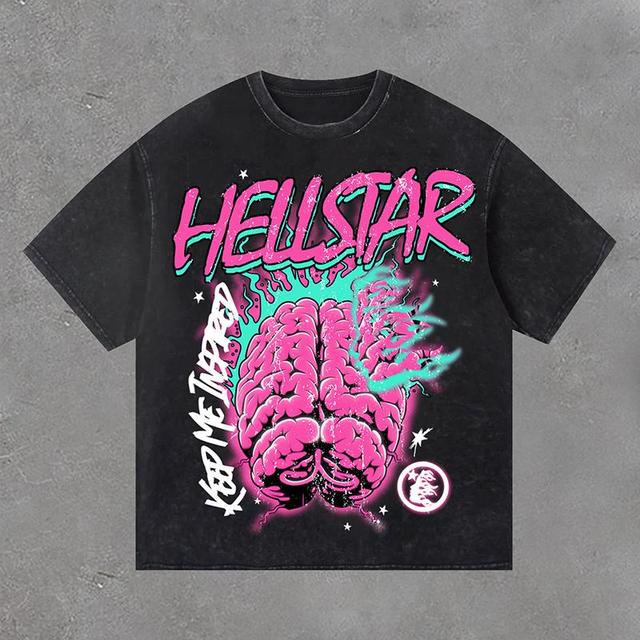 Acid Washed Men's Hellstar Mummy Pink Vintage Graphics T-Shirt Product Image