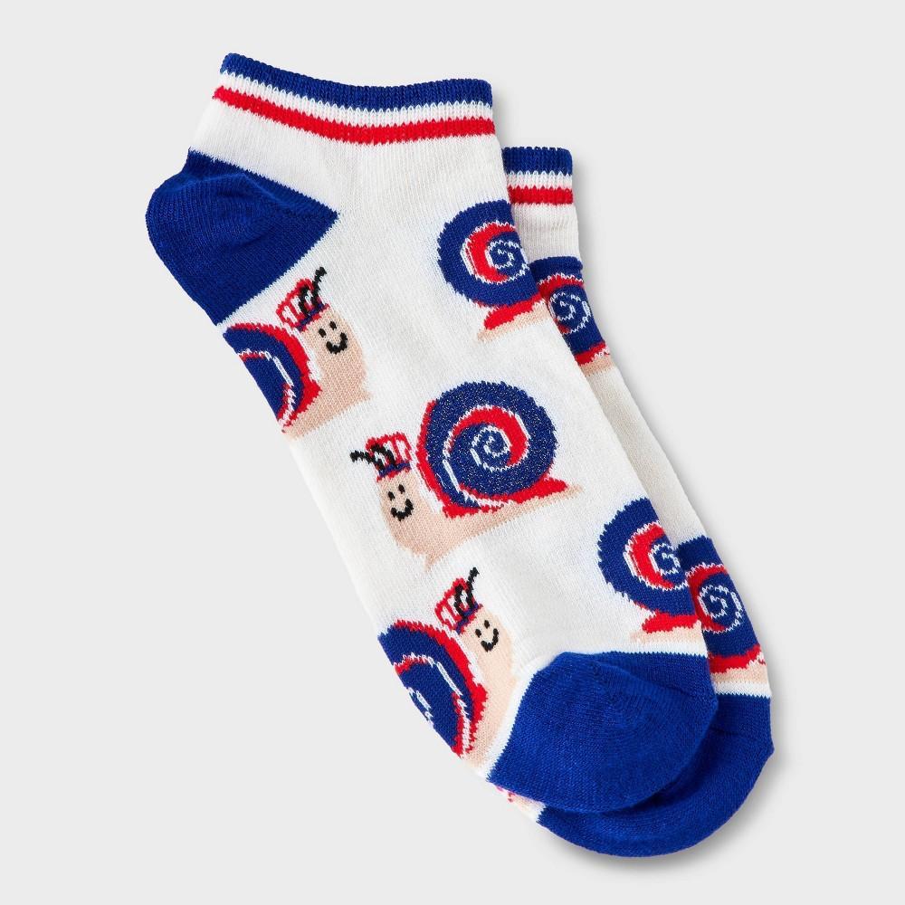 Womens Patriotic Snail Low Cut Socks - Ivory 4-10 Product Image