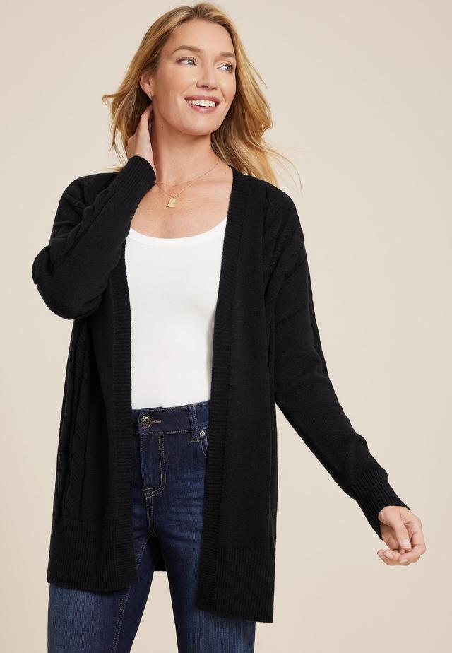 Cable Stitch Open Front Cardigan Product Image