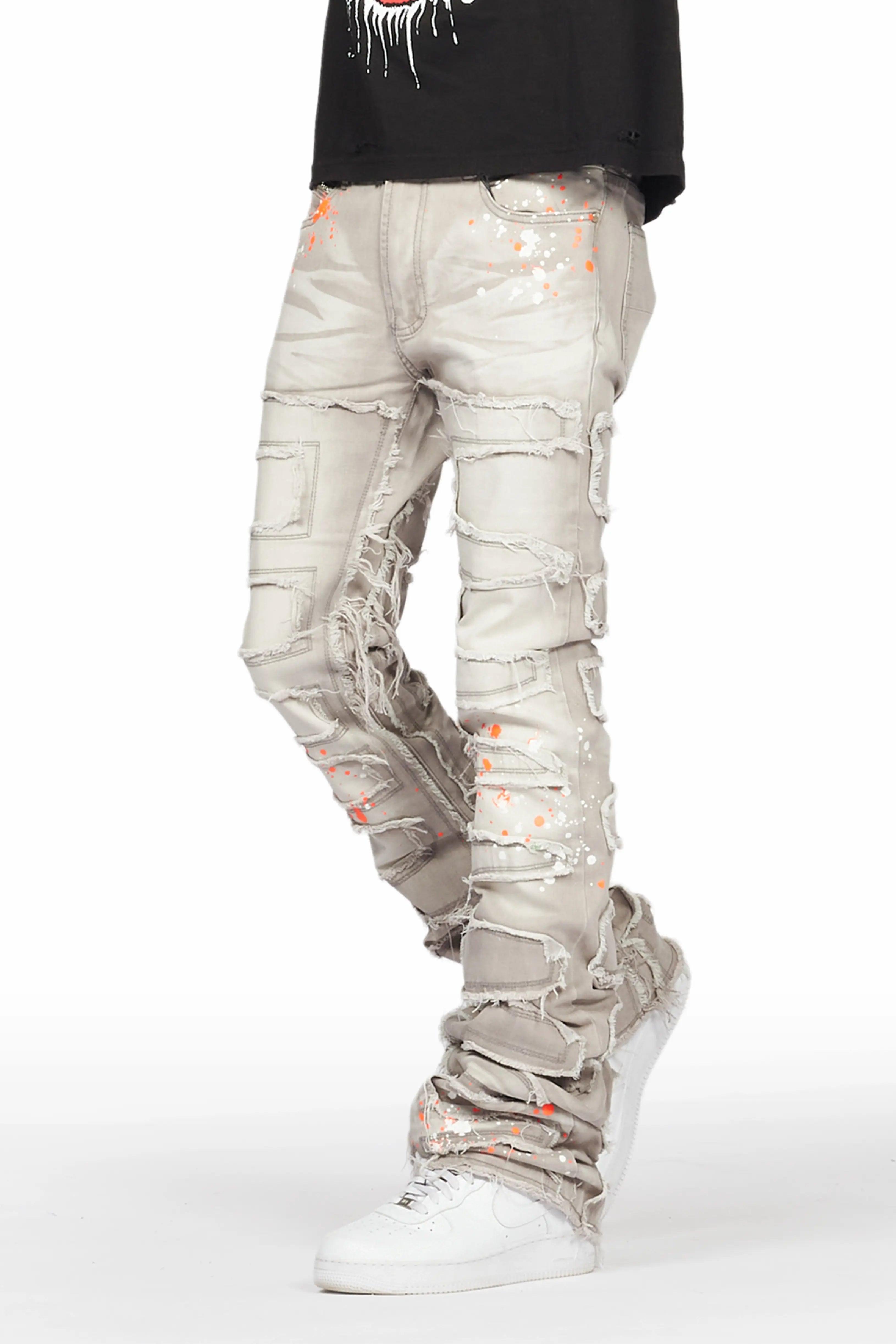 Macon Grey/Orange Painter Super Stacked Flare Jean Male Product Image