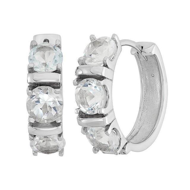 Jewelexcess White Topaz Sterling Silver Hoop Earrings, Womens Product Image