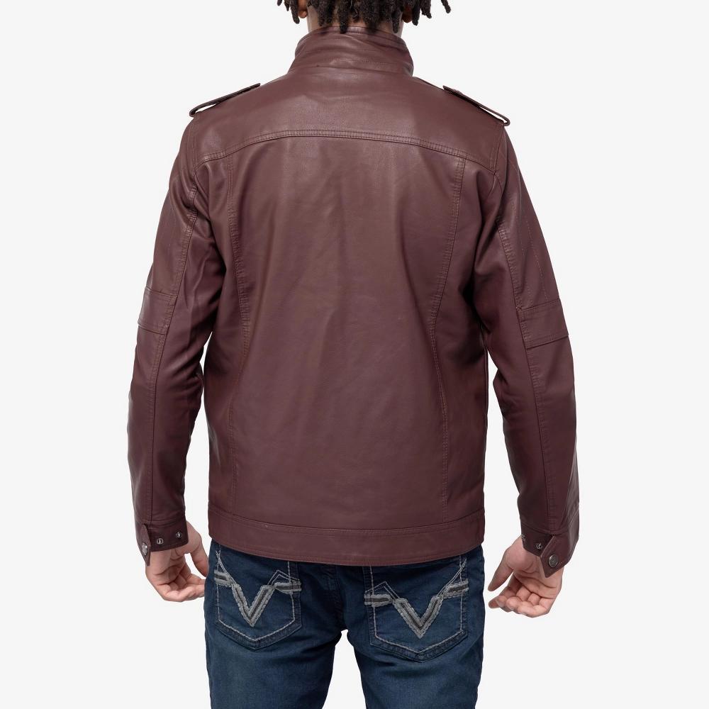 X RAY Men's Utility Jacket With Faux Shearing Lining in BURGUNDY Size Medium Product Image