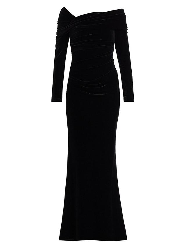 Womens Asymmetric Neck Velvet Gown Product Image