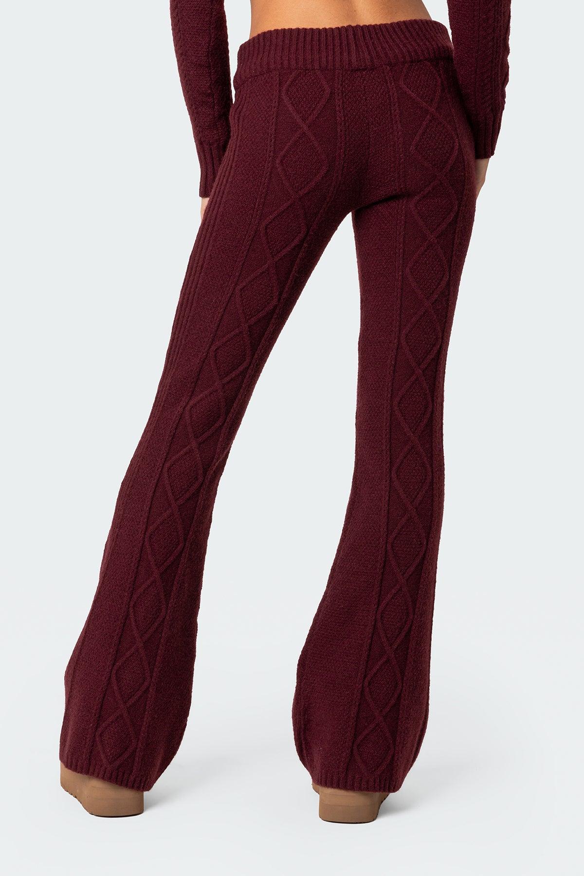 Ray Cable Knit Flared Pants Product Image