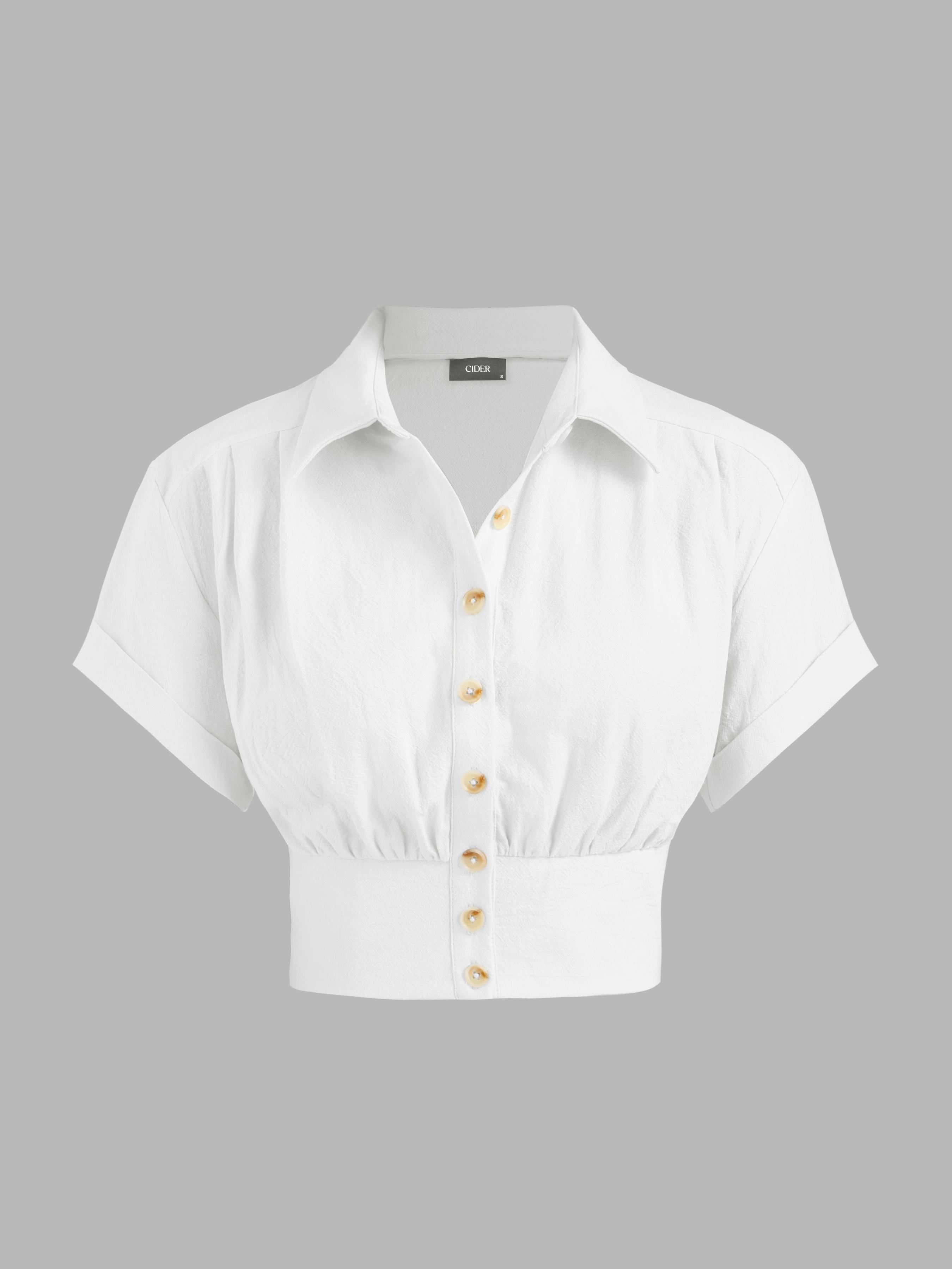 Collar Ruched Short Sleeve Blouse product image