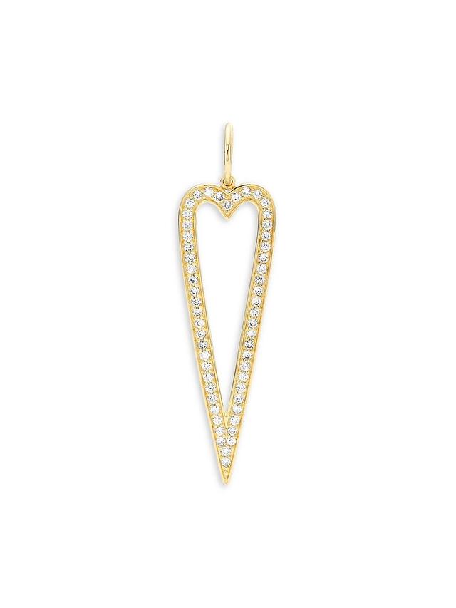 Womens 14K Yellow Gold & 0.5 TCW Diamond Elongated Heart Pendant Product Image