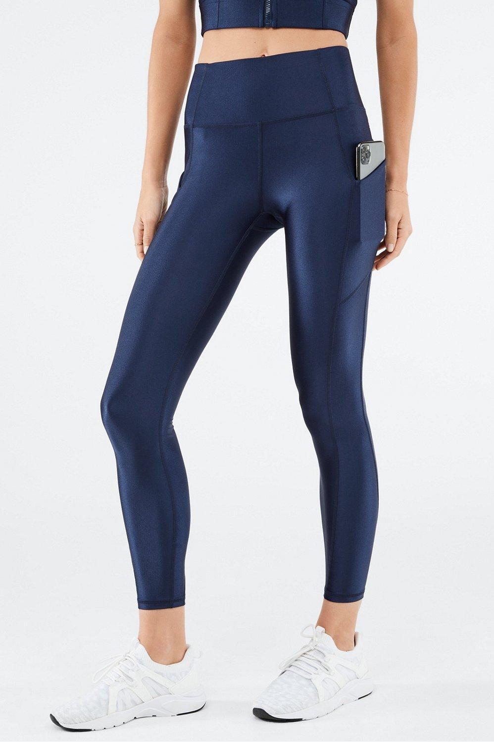 Fabletics Oasis High-Waisted Shine 7/8 Legging Womens blue plus Size 4X Product Image