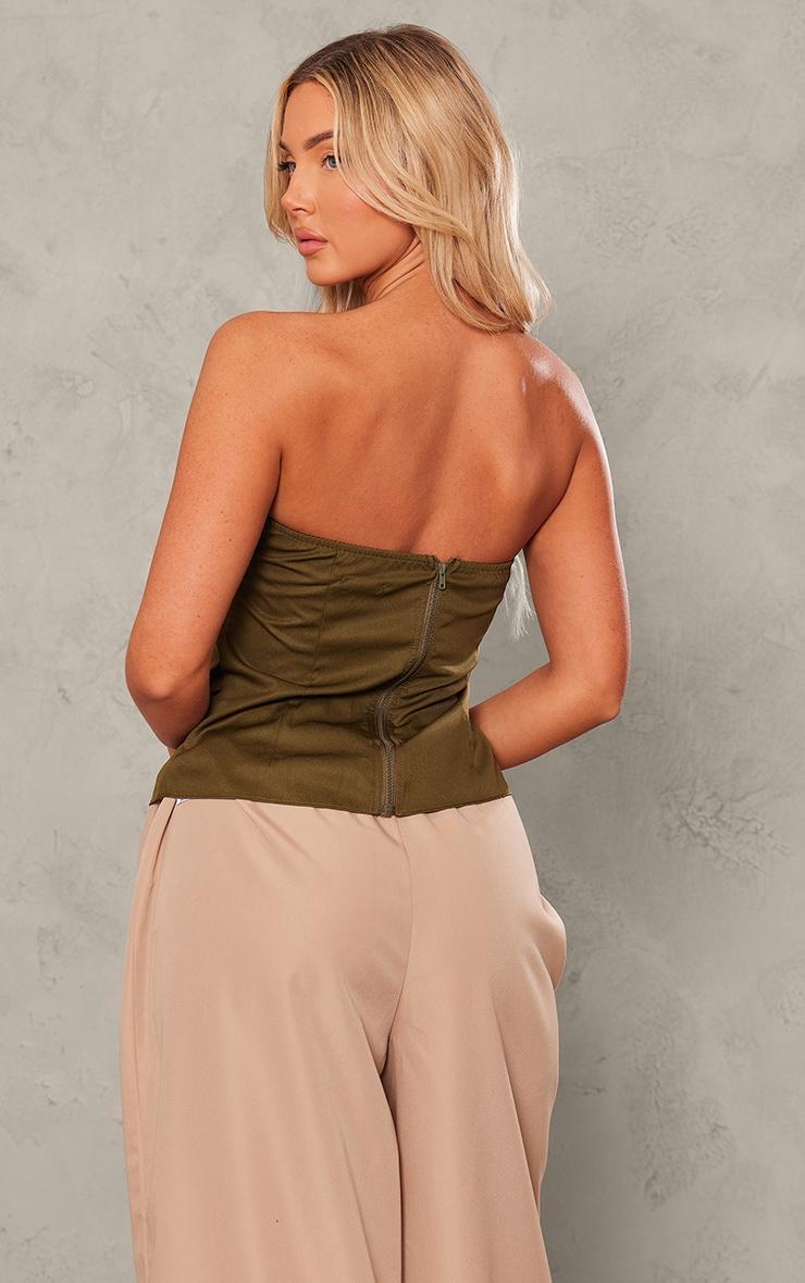 Olive Woven Asymmetric Hem Bandeau Top Product Image