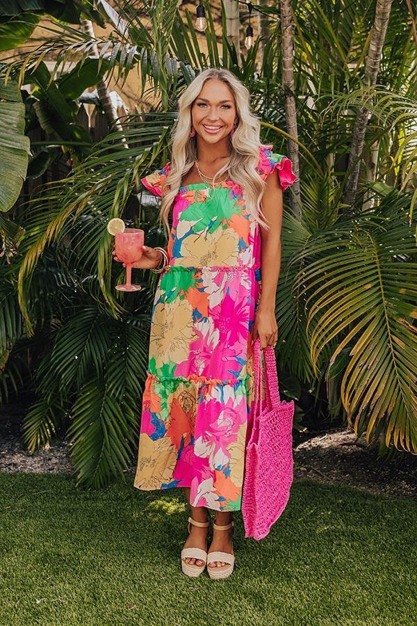 Coastal Dreams Floral Midi in Hot Pink Product Image