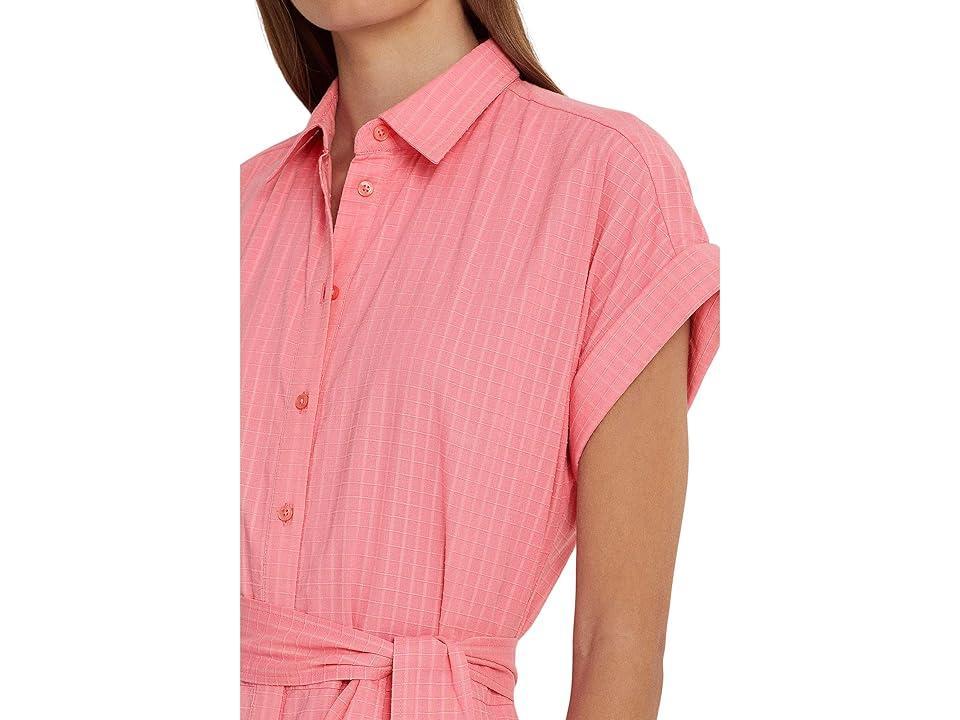 LAUREN Ralph Lauren Gingham Belted Cotton Dress (Poolside Rose) Women's Dress Product Image