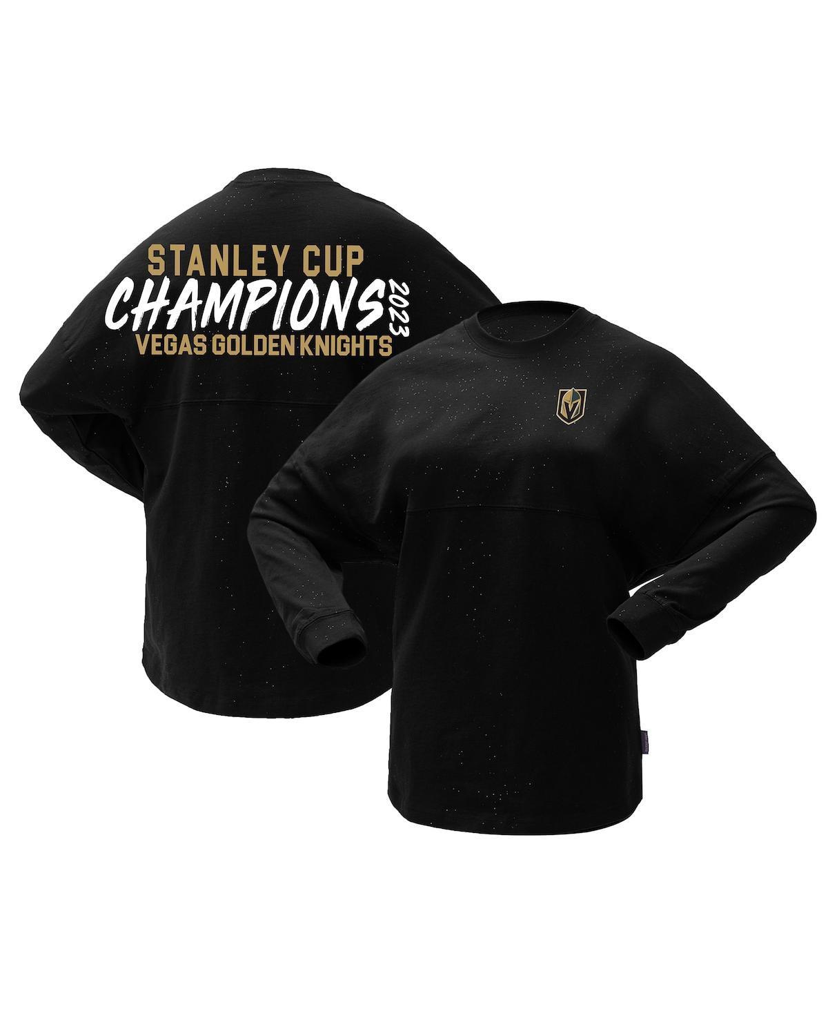 Womens Fanatics Black Vegas Golden Knights 2023 Stanley Cup Champions Sparkle Spirit Jersey Long Sleeve T-shirt Product Image