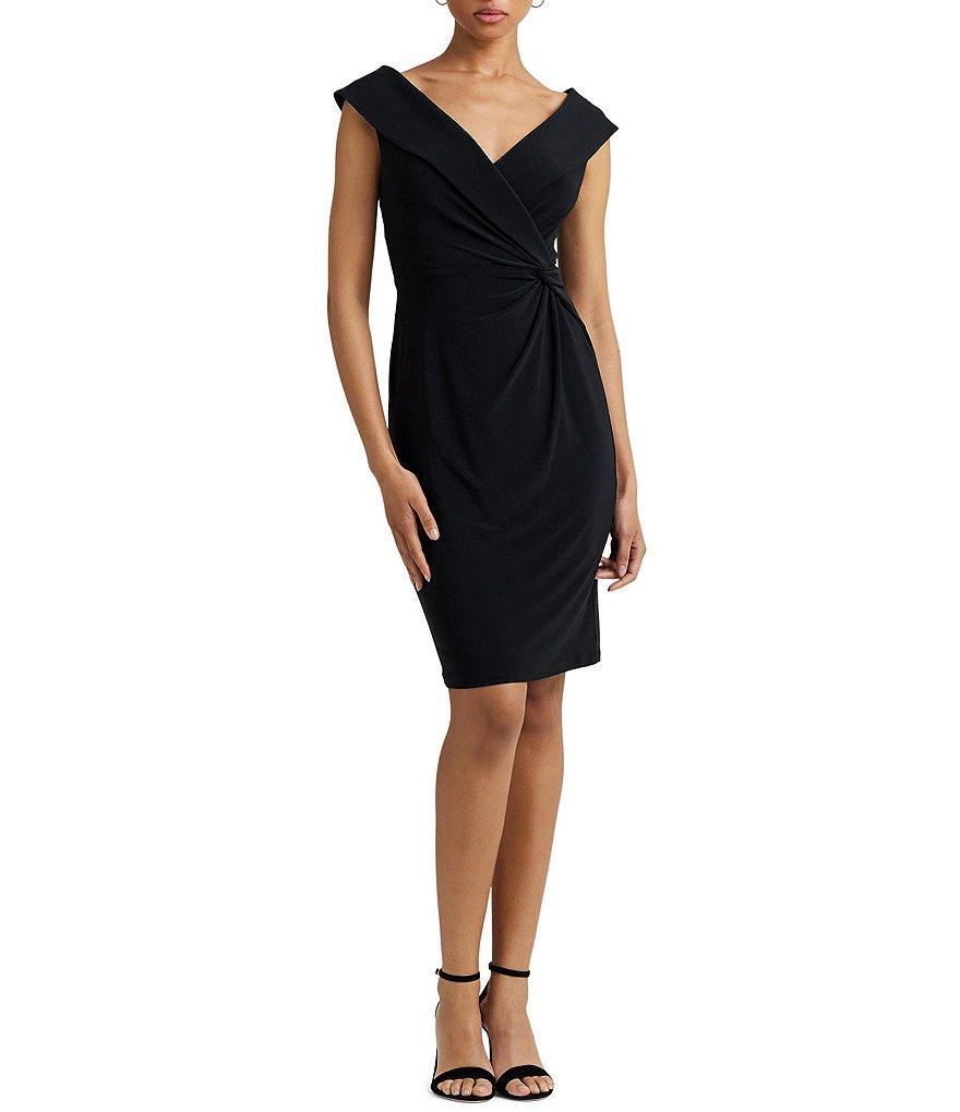 Lauren Ralph Lauren Stretch Jersey Off-the-Shoulder Sheath Dress Product Image