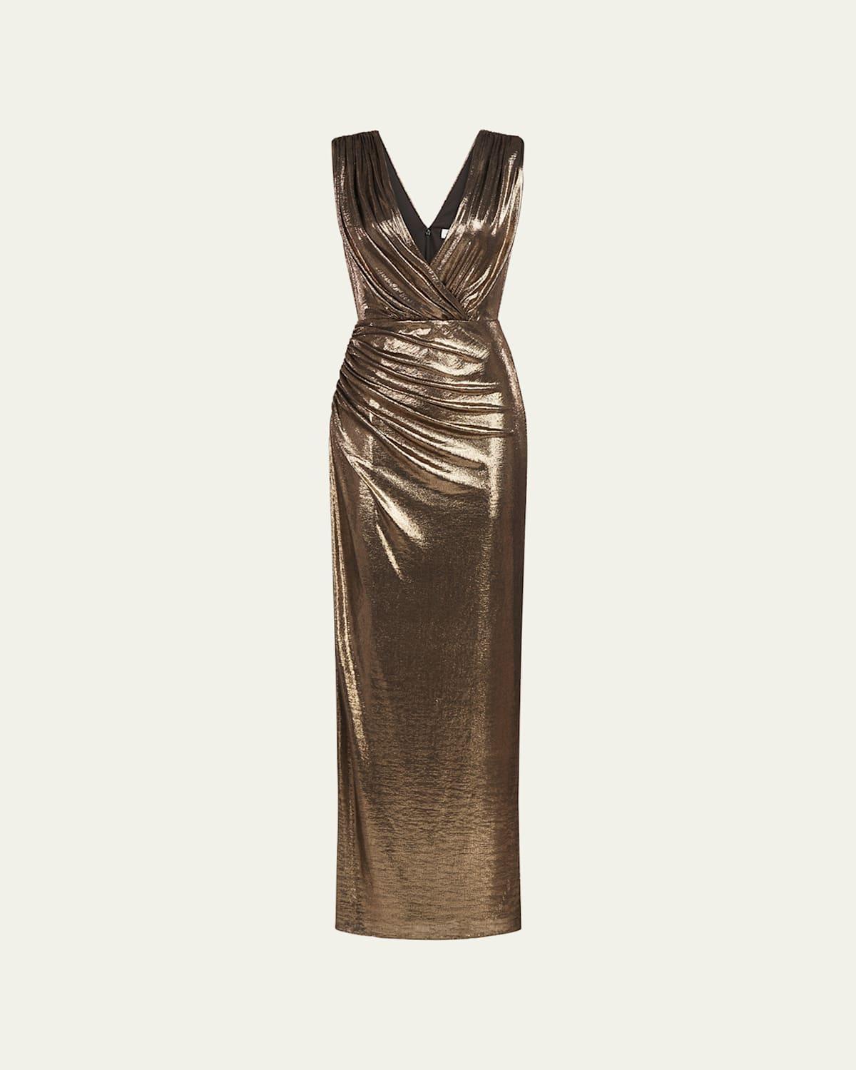 Womens Misha Metallic Jersey Wrap Gown Product Image