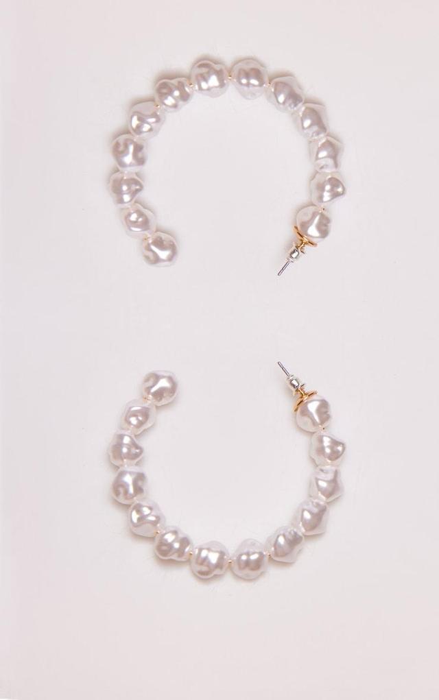 Pearl Abstract Hoop Earrings Product Image