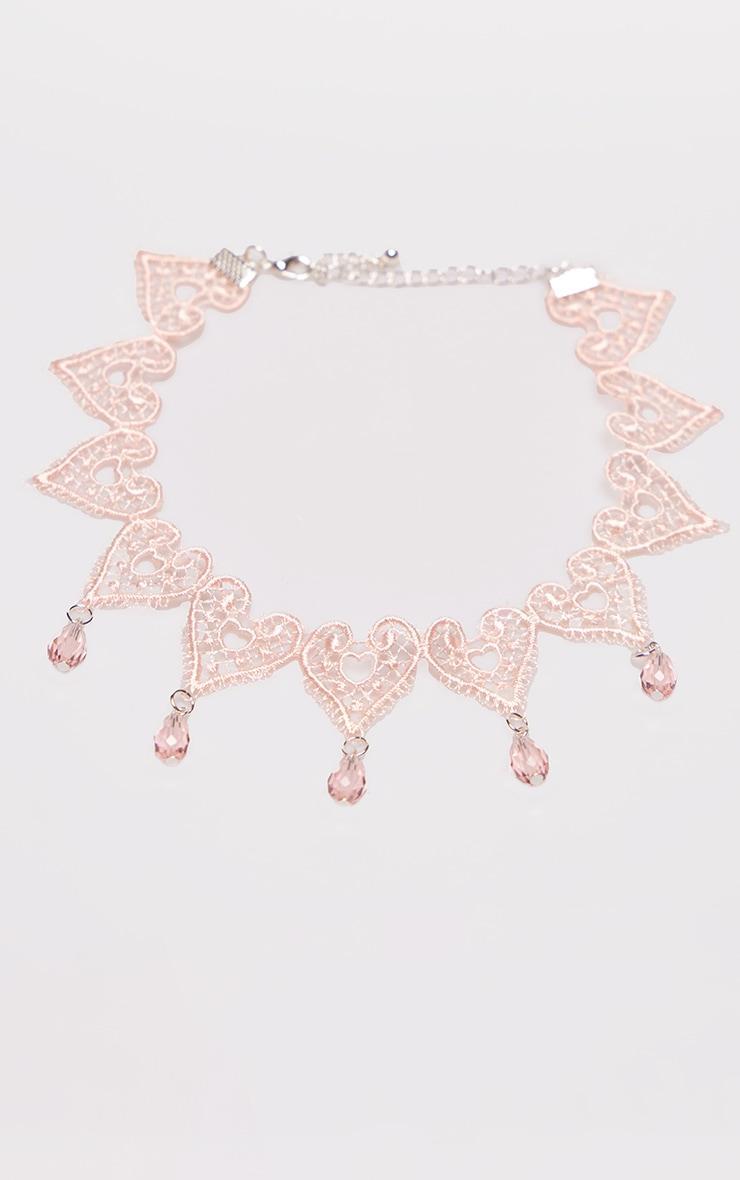 Pink Jewel Cut Out Heart Choker Product Image