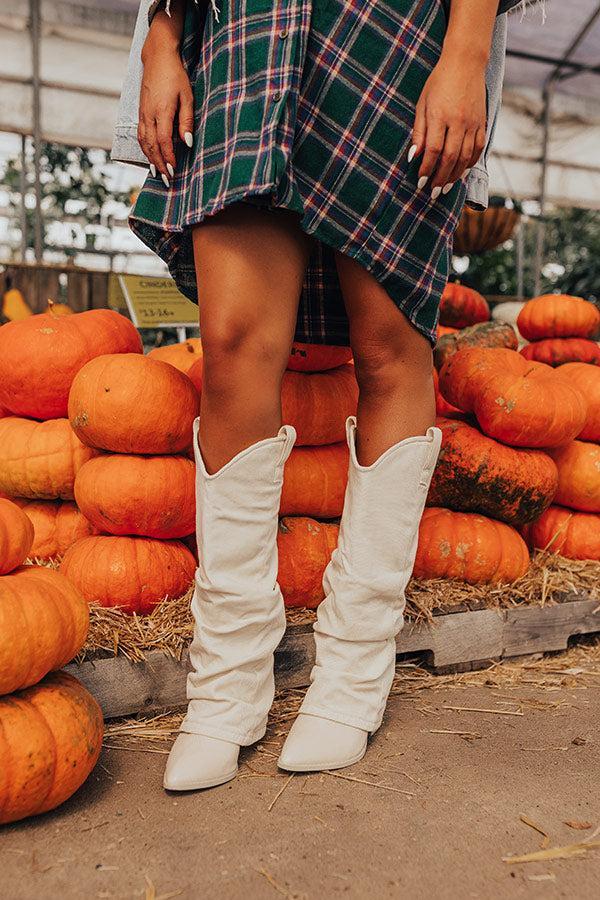 The Mila Denim Cowboy Boot In Ivory Product Image