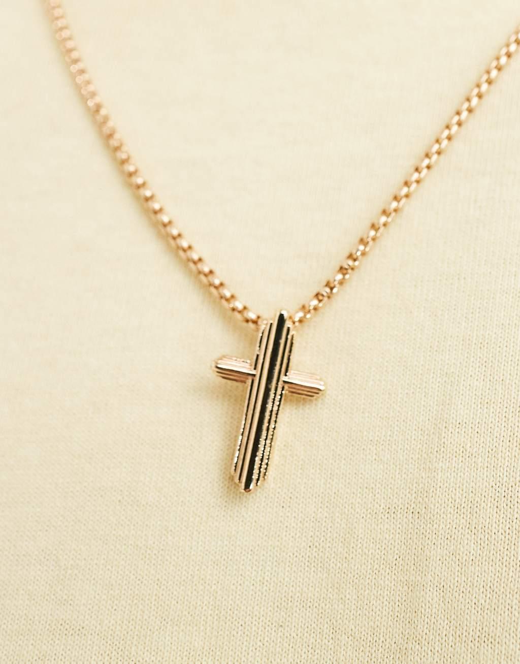 Icon Brand seventies city deco cross pendant in gold Product Image