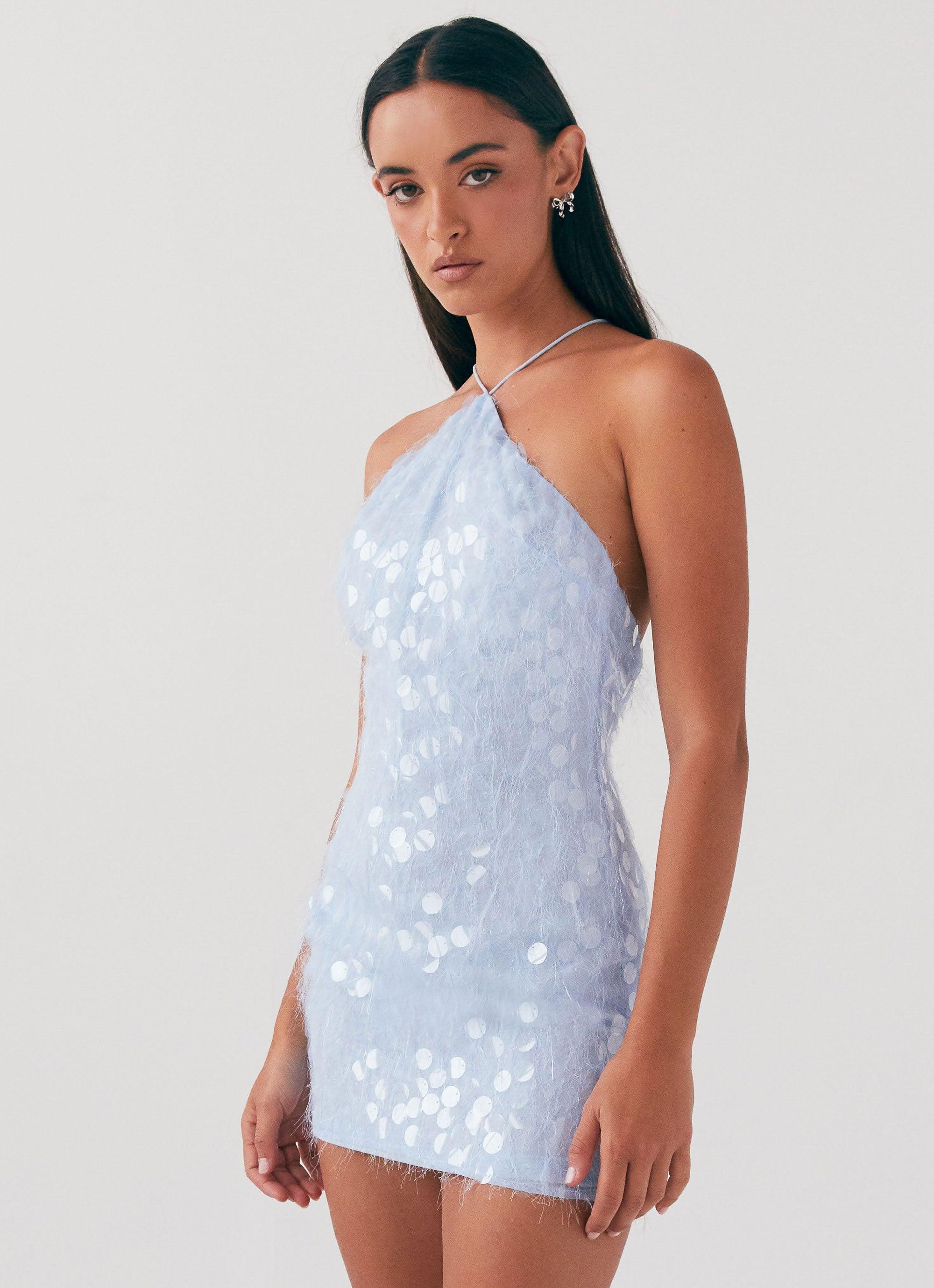 Glitz And Glamour Halterneck Mini Dress - Lavender Mist Product Image