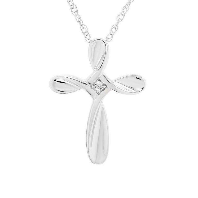 Boston Bay Diamonds Sterling Silver Gemstone Cross Pendant Necklace, Womens White Product Image