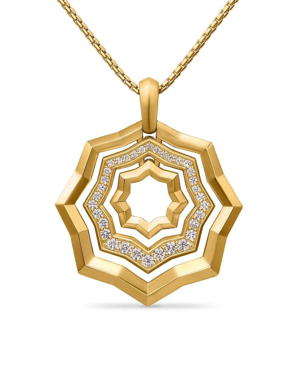 Womens Zig Zag Stax Pendant Necklace in 18K Yellow Gold with Diamonds 28MM Product Image