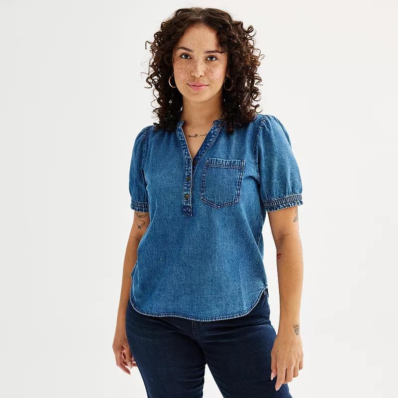 Womens Sonoma Goods For Life Short Sleeve Denim Shirt product image