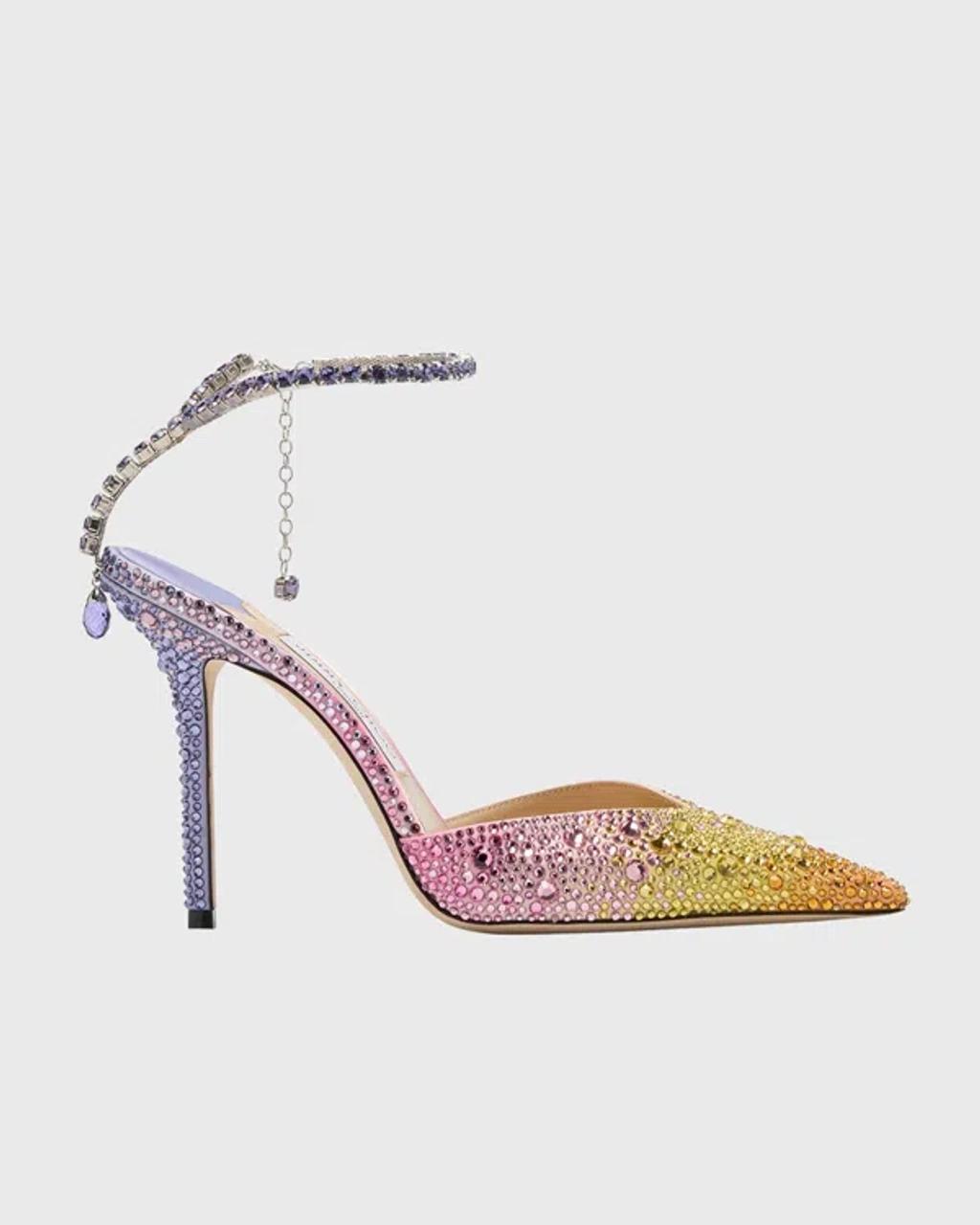 Saeda Ombre Crystal Ankle-strap Pumps In Sunset Mix Product Image