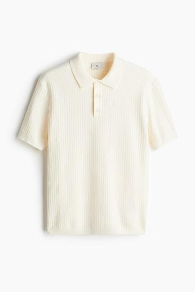 Regular Fit Textured-Knit Polo Shirt Product Image