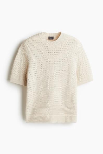 Regular Fit Pointelle-Knit T-Shirt Product Image