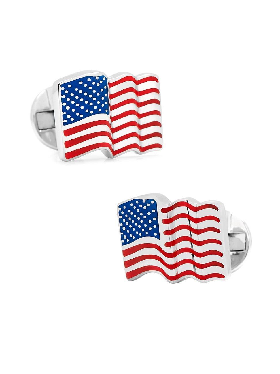 Mens Ox & Bull Trading Co. Waving American Flag Cufflinks Product Image