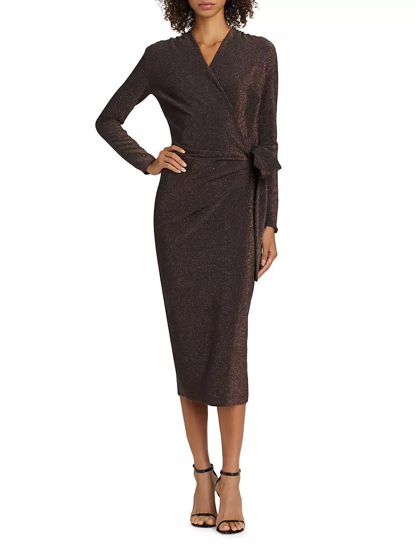 Antan Starry Metallic Jersey Faux-Wrap Midi-Dress Product Image