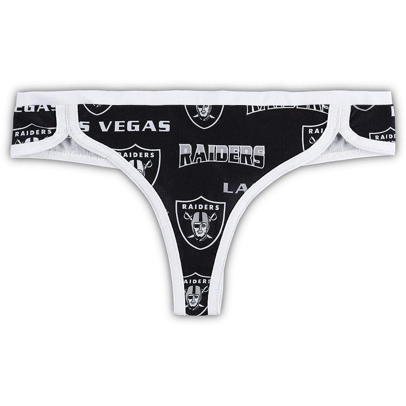 Womens Concepts Sport Black/White Las Vegas Raiders Breakthrough Knit Thong Product Image