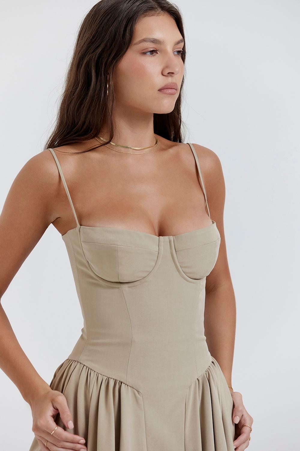 Samaria Taupe Corset Sundress Product Image