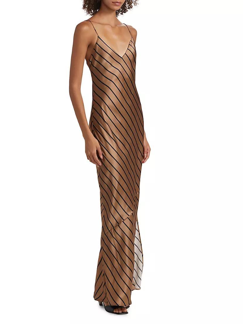 Raven Stripe Silk Slip Gown Product Image