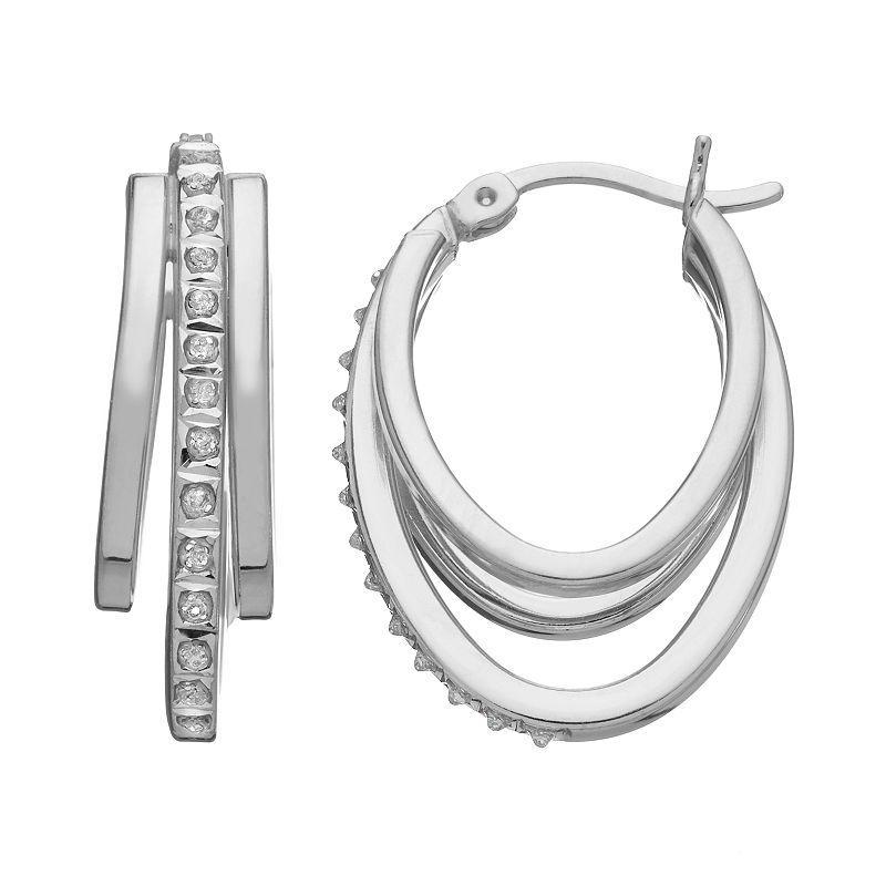 Diamond Mystique Sterling Silver Diamond Accent Multi Oval Hoop Earrings, Womens Product Image