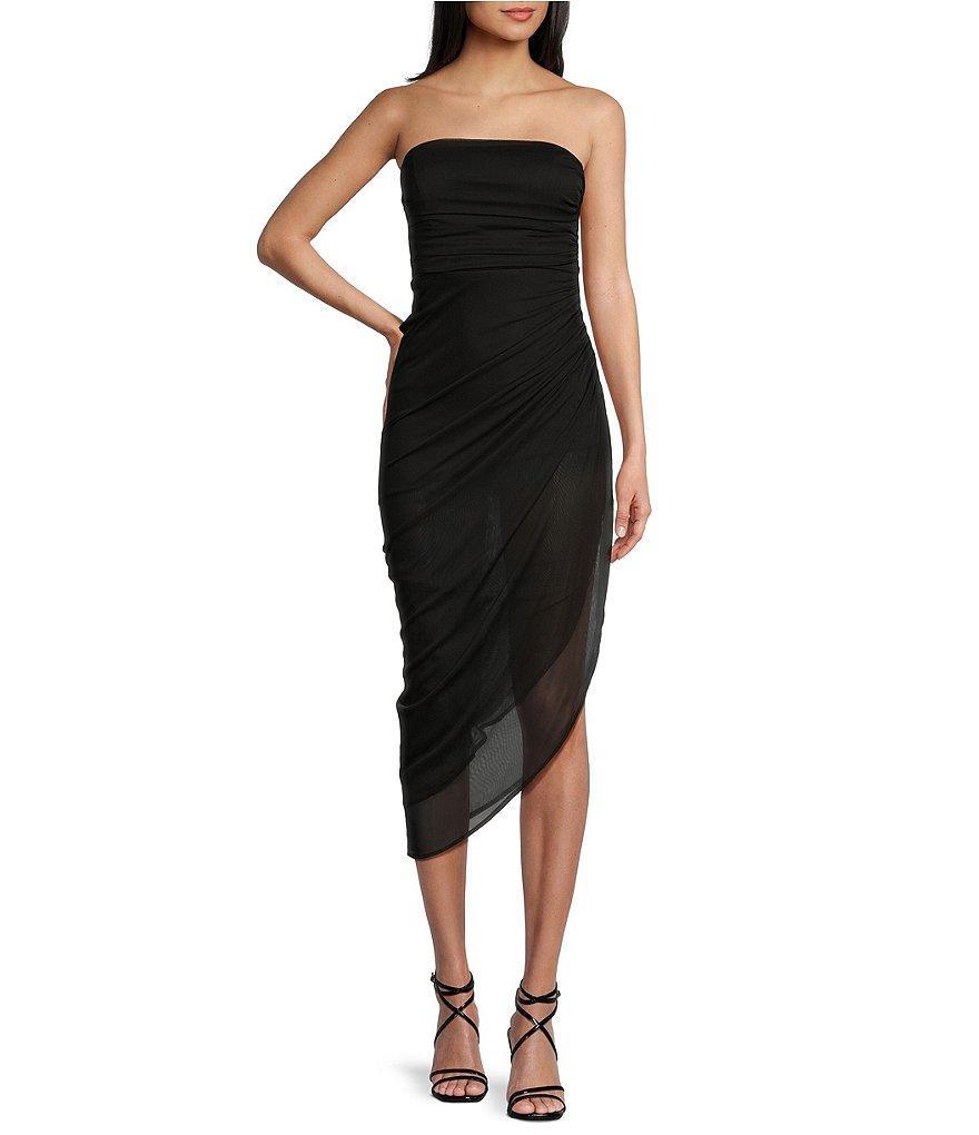 Honey and Rosie Strapless Shirred Midi Dress Product Image