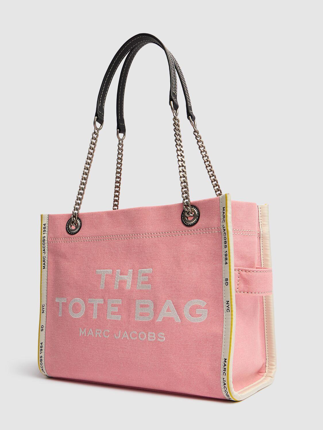 The Medium Tote Tote In Rose-pink Cotton In Ribbon Pink Product Image