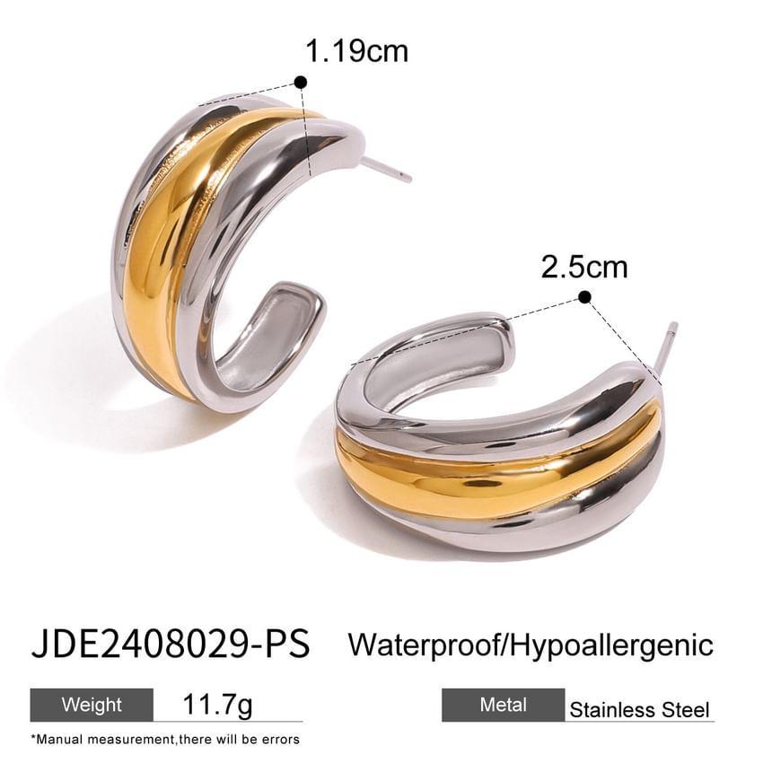 Two Tone Stainless Steel Hoop Earring Product Image