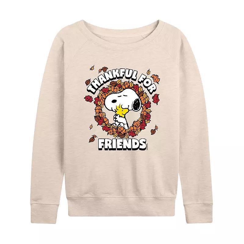 Womens Peanuts Snoopy & Woodstock Thankful For Friends Lightweight French Terry Sweatshirt Product Image