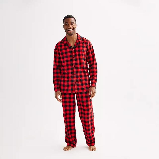 Mens Jammies For Your Families Merry & Bright Buffalo Plaid Notch Pajama Top & Pajama Bottoms Set Product Image